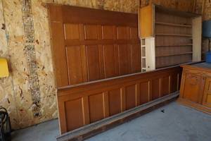 lot 19 image: Wood platform wood rail wall, wood wall