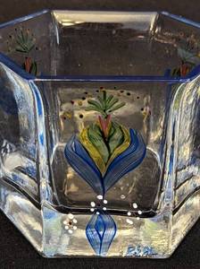 Swedish Painted Glass Bowl and Vase
