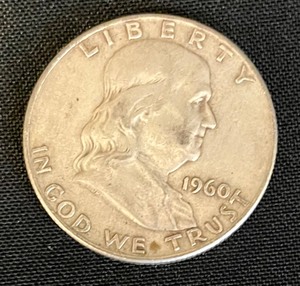 4 Benjamin Franklin Half Dollar Coins from 1952, 1954, 1959 and 1960