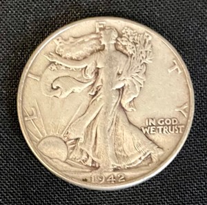 Two Walking Liberty Half Dollar Coins from 1940 and 1942