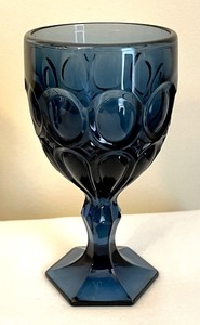10 Vintage Navy Blue Fostoria Stemmed Glasses