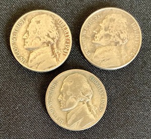 9 United States Jefferson Nickel Coins