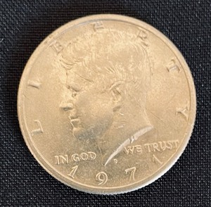 5 Kennedy Half Dollar Coins from 1971, 1974 and 1983
