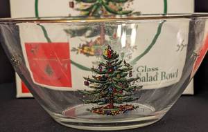 Spode Christmas Tree Glass Bowl and Carafe