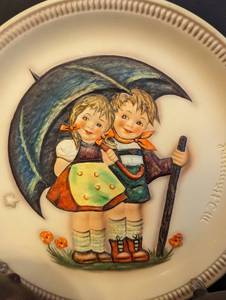 Rainy Day Hummel Figurines and Plate