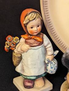 Hummel Little Girl Figurines and Plate