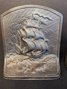Pair of Vintage Iron Ship Bookends