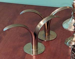 Assorted Vintage Brass Candleholders and Decor