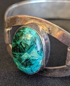 Sterling Silver and Malachite Cuff Bracelet