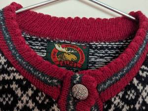 Alps Blue and Red Wool Blend Cardigan