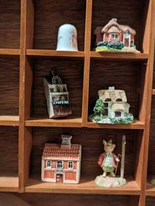 Small Wood Display Case and Figurines