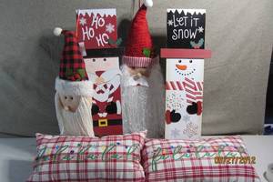 Christmas Home Holiday Decorations Pillows Hangers and Stands
