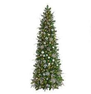 7.5ft Easy Treezy Pre-Lit LED Rose Garden Pre-Decorated Easy Setup Slim Artificial Christmas Tree