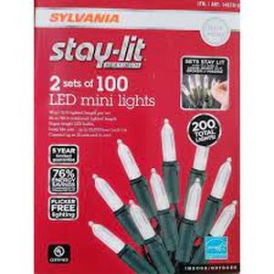 (Set of 2) Sylvania Stay Lit 100 Mini Led Lights 2 Pack, Pure White