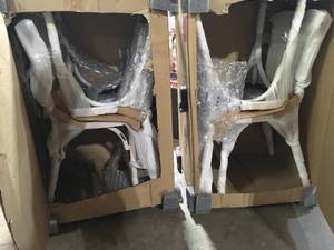 2 Boxes of Litton Lane White Water Resistant Metal Farmhouse Outdoor Dining Chair (Set of 2) Customer Returns See Pictures