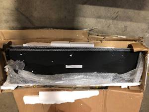 lot 11 image: Pleasant Hearth 36 in. x 10 in. Square Solid Steel Wood Fire Pit in Black  Customer Returns See Pictures