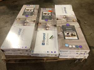 lot 29 image: Lot of 5 boxes Lifeproof Chevron Champagne Beach Wood 12 MIL x 12 in. W x 28 in. L Click Lock Waterproof Vinyl Plank Flooring (18.9 sqftcase)