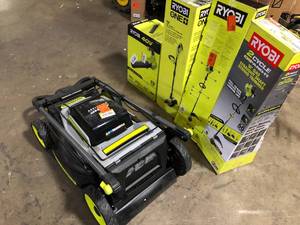 lot 42 image: Lot of Ryobi Outdoor tools Costumer returns See Pics