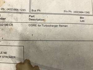 lot 43 image: JOHN DEERE TURBOCHARGER CORE