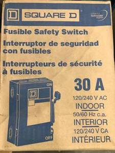 lot 56 image: SQUARE D 30A INDOOR FUSIBLE SAFETY SWITCH