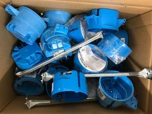 lot 130 image: BLUE ELECTRICAL ROUND BOXES