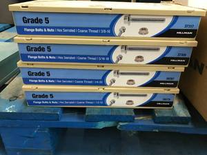 lot 219 image: 4 PLASTIC CASES WITH GRADE 5 BOLTS