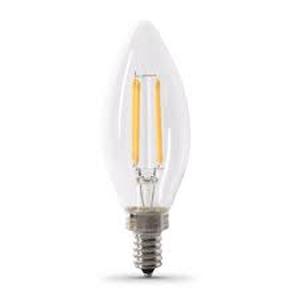 lot 37 image: Set of 2 Feit Electric BPCTC100930CAFIL2 100W Equivalent E12 Chandelier LED light bulbs 2 pack