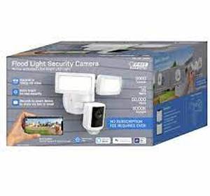 lot 49 image: Feit Electric LED Dual Head Motion Sensor Smart Floodlight with Security Camera SEC3000CAMRP