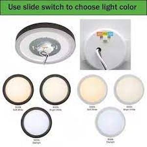 lot 13 image: 9 in. White, Oil Rubbed Bronze Trims 800 Lumens LED Flush Mount Ceiling Light Fixture with Night Light Adjustable CCT
