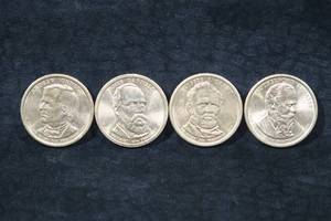 lot 51 image: US Presidential $1 Coins - Johnson, Garfield, Grant, Hayes
