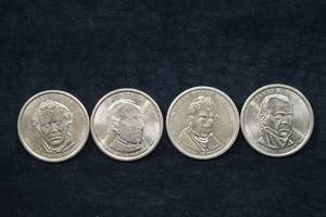lot 54 image: US Presidential $1 Coins - Taylor, Tyler, Harrison, Polk