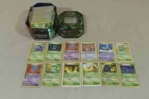 lot 94 image: Assorted Pokemon Cards in Tin - Some Rares