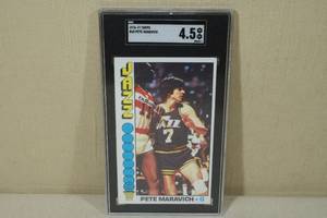 lot 103 image: 1976-77 Topps Pete Maravich #60 Basketball Card - SGC 4.5
