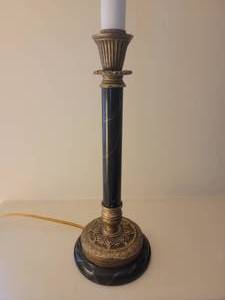 lot 10 image: Stone Base Victorian Candle Stick Lamps