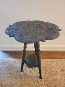 lot 16 image: Moroccan Carved Relief Occasional Table