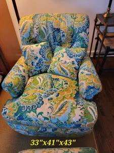 lot 26 image: Playful Paisley Arm Chair & Ottoman