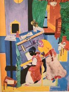 lot 31 image: Poster by Romare Bearden The Piano Lesson