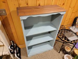 lot 96 image: Farmhouse Chic Grey-Blue Bookshelf