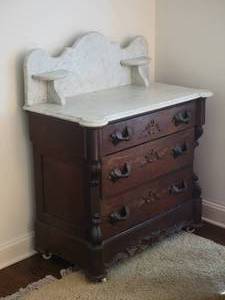 lot 11B image: Breathtaking Antique Marble Top Chest of Drawers