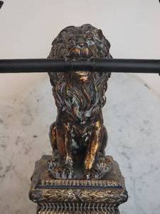 lot 40 image: Brilliant Baroque Gilt Lion Lamp