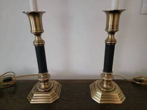 lot 97 image: Classic Candlestick Lamp Pair - Black