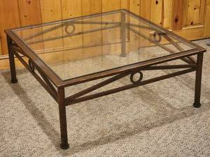 lot 59 image: Stylish Metal Frame Glass Top Coffee Table