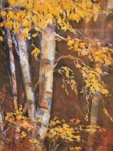 lot 126 image: Relaxing Autumn Fine Art Naturalist Print by Sue Pavlatos - LOCAL - Golden Birch