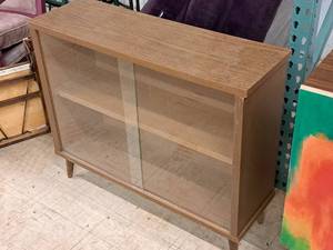 lot 25 image: Dual Sliding Glass Door Storage Cabinet 2-tier