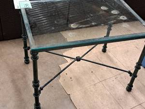 lot 56 image: Glass-TopMetal Table