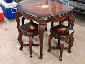 lot 34 image: Bar Table with (4) Bar Stools