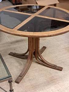 lot 68 image: 42 Glass-TopWood Dining Table