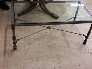 lot 69 image: Glass-TopMetal Coffee Table