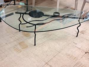 lot 71 image: Glass-TopMetal Coffee Table