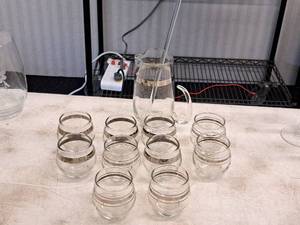 lot 308 image: Glassware Set 11-piece - Pitcher with Glass Stirrer, Glasses